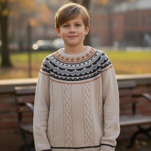 tutto piccolo Cream Fair Isle Cable-Knit Kids Sweater NWT